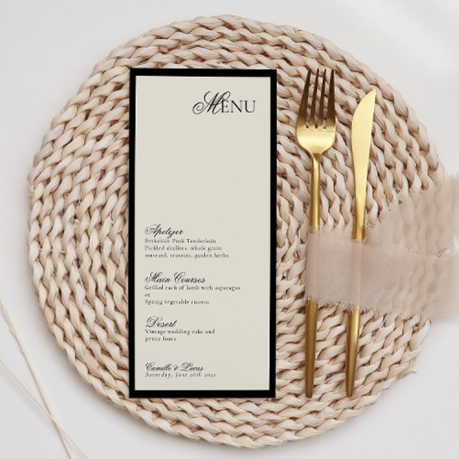 Menu Mariage Monogramme minimaliste moderne (Créateur téléchargé)