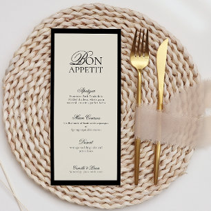 Menu Mariage Monogramme minimaliste moderne