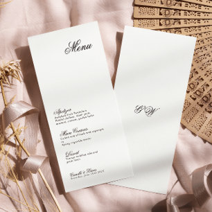Menu Mariage Monogramme minimaliste moderne