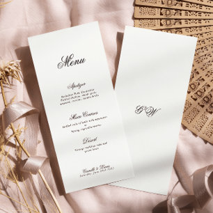 Menu Mariage Monogramme minimaliste moderne