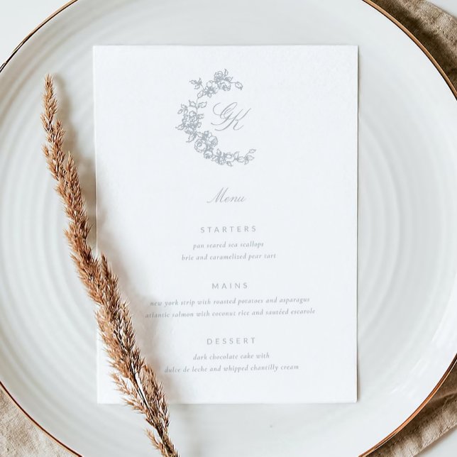 Menu Mariage Monogramme Régence (Regency Monogram Wedding Menu Card)