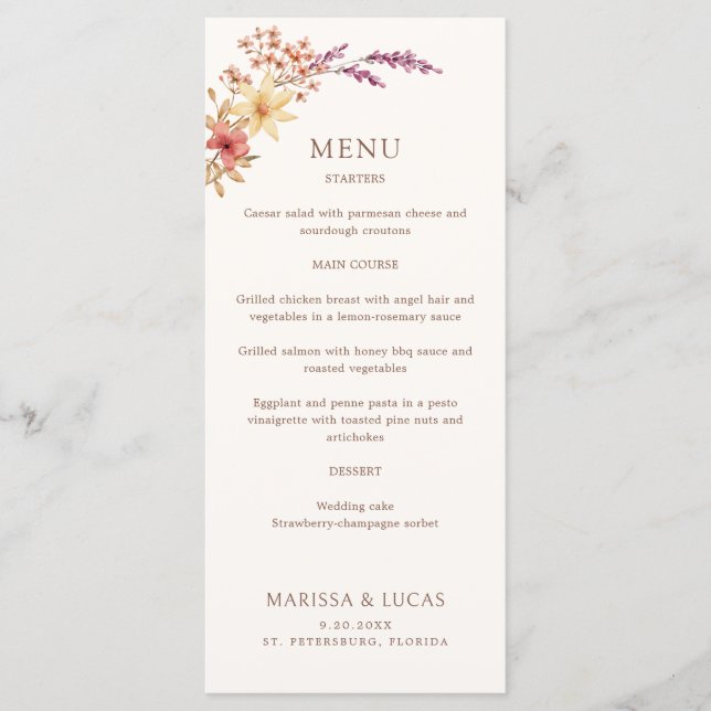 Menu Mariage Monogramme simple noir blanc (Devant)