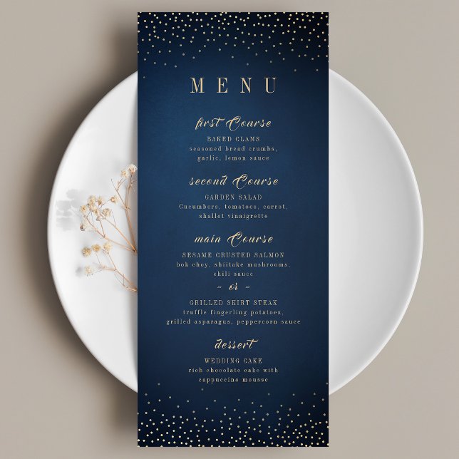 Menu Mariage monogramme sophistiqué Parties scintillant (Navy & Gold Glitter Sophisticated monogram wedding Menu)