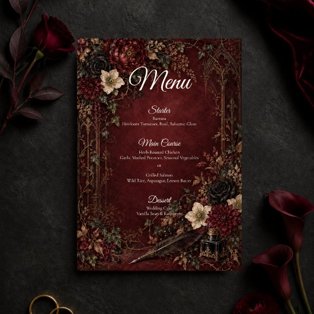 Menu Mariage Moody Gothic Dark Academia (Créateur téléchargé)