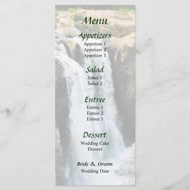Menu Mariage NJ Paterson Waterfall (Devant)