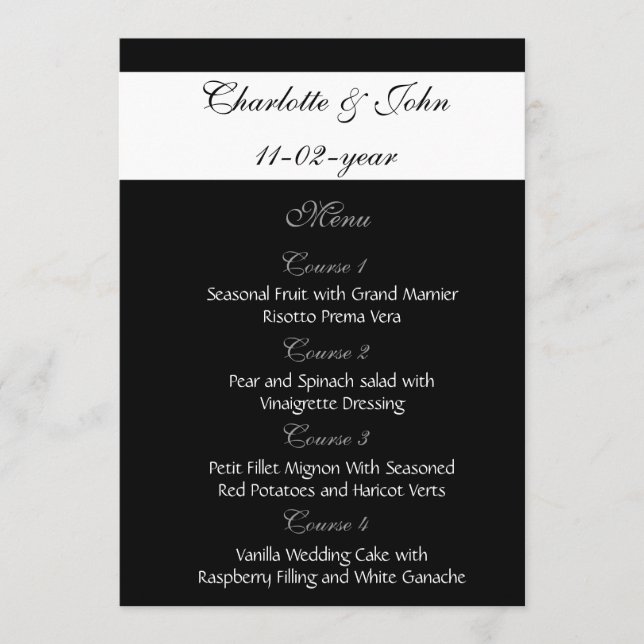 menu mariage noir (Devant)