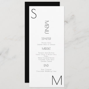 Menu Mariage noir blanc en angle monographique
