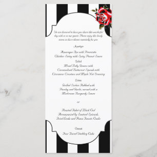 Menu Mariage noir blanc et rouge rose
