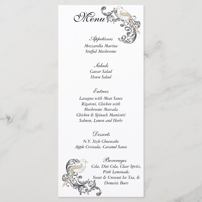 Menu Mariage noir/blanc Inséparable (Devant)