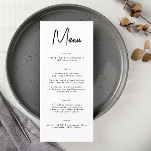 Menu Mariage noir blanc moderne et élégant