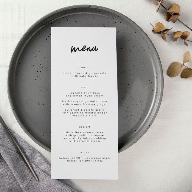 Menu Mariage noir blanc moderne et moderne (Créateur téléchargé)