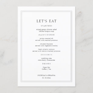 Menu Mariage noir et blanc