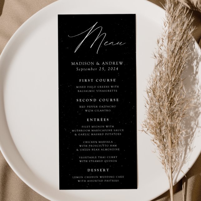 Menu Mariage noir et blanc éclaboussé d'élégance modern (Créateur téléchargé)