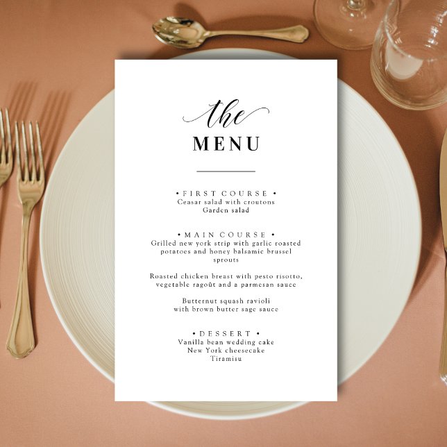 Menu Mariage noir et blanc élégant personnalisé (Créateur téléchargé)