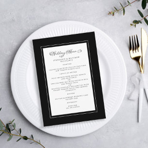 Menu Mariage noir et blanc Frontières chic modernes