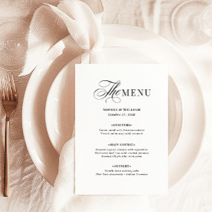 Menu Mariage Noir et Blanc   Luxe Classique