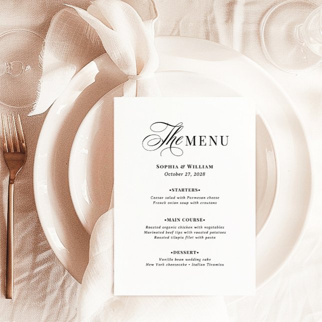 Menu Mariage Noir et Blanc | Luxe Classique (Créateur téléchargé)