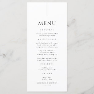 Menu Mariage noir et blanc simple
