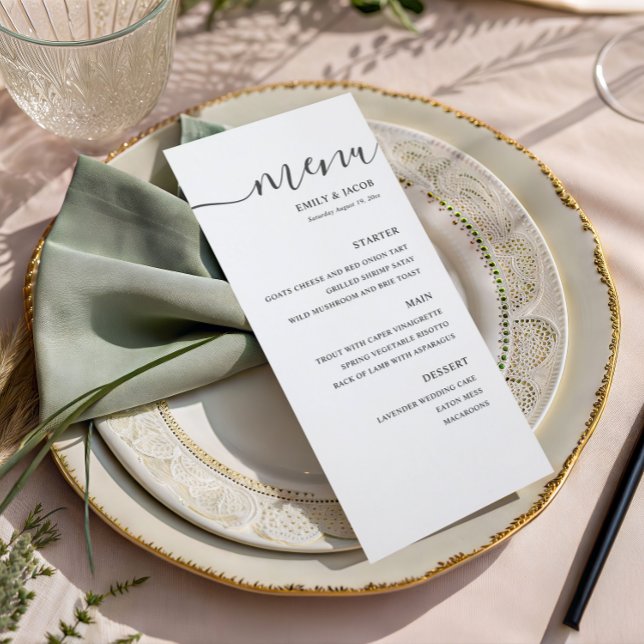 Menu Mariage noir et blanc simple (Créateur téléchargé)