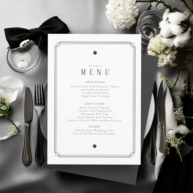 Menu Mariage noir et blanc sur mesure White ID1090 (Créateur téléchargé)
