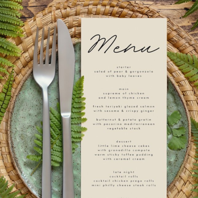 Menu Mariage noir et blanc tout simplement élégant (Créateur téléchargé)