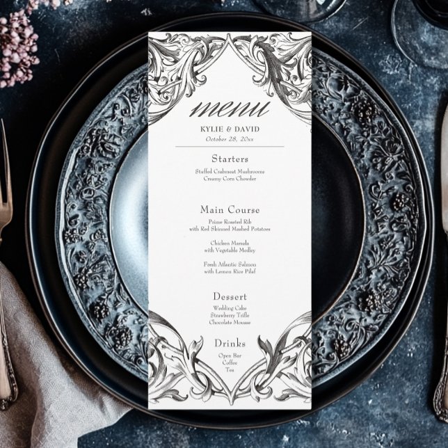 Menu Mariage noir et blanc victorien jusqu'à la mort (Créateur téléchargé)