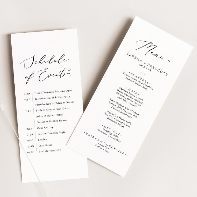 Menu Mariage noir et calendrier des événements (Créateur téléchargé)