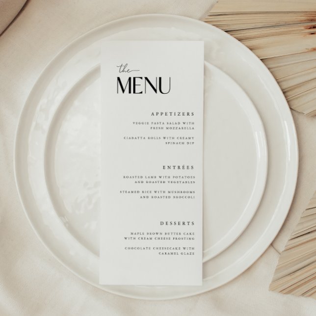 Menu Mariage noir minimaliste et moderne (Créateur téléchargé)