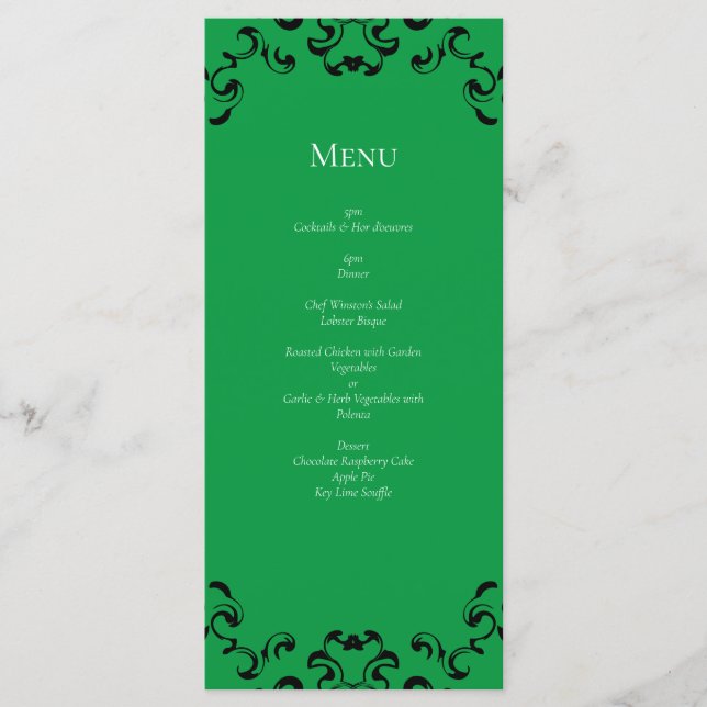 Menu Mariage noir vert (Devant)