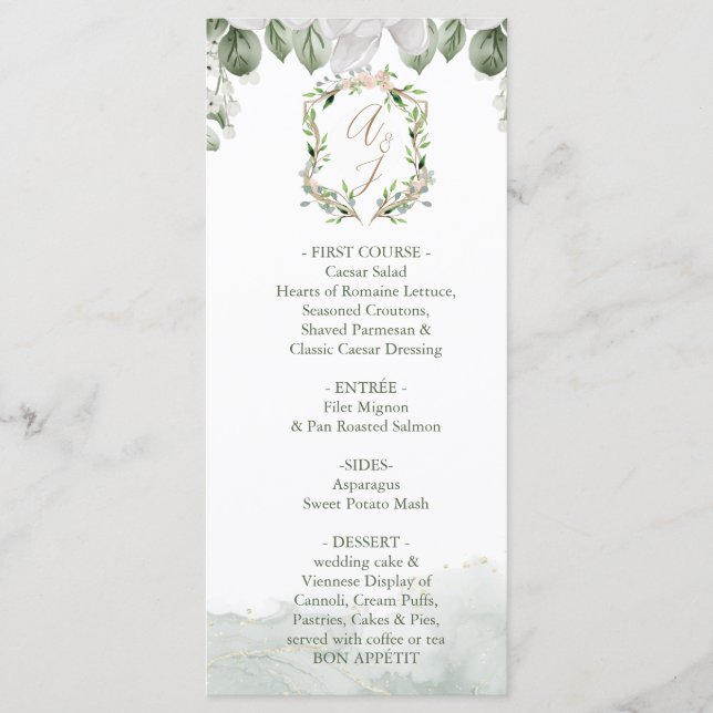 Menu Mariage officiel avec Carte de remerciements  (Devant)