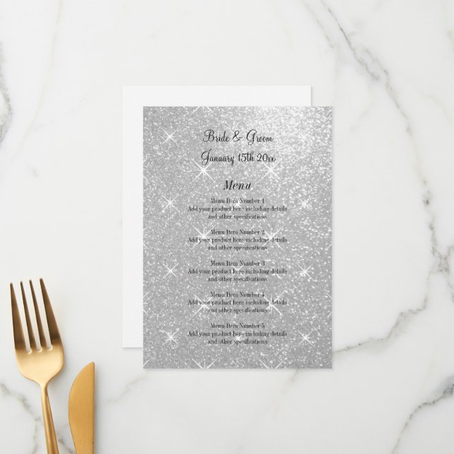 Menu mariage officiel avec impression de parties s (Devant/Arrière en situation)