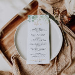 Menu Mariage officiel classique Feuille d'or Eucal<br><div class="desc">Ce menu classique à la feuille d'or de l'eucalyptus mariage est parfait pour compléter un mariage simple. Le design comprend un feuillage d'eucalyptus vert aquarelle avec des feuilles dorés peints à la main.</div>