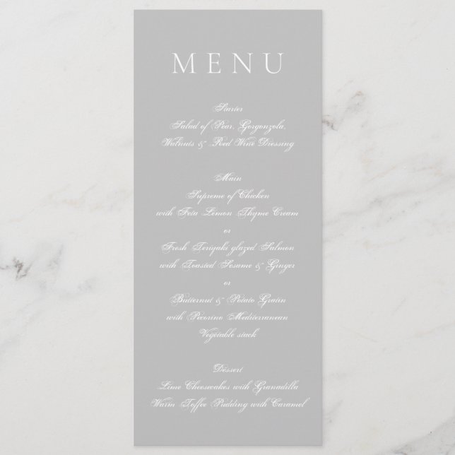 Menu Mariage officiel gris clair et blanc (Devant)