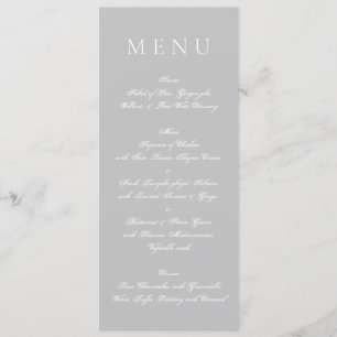 Menu Mariage officiel gris clair et blanc