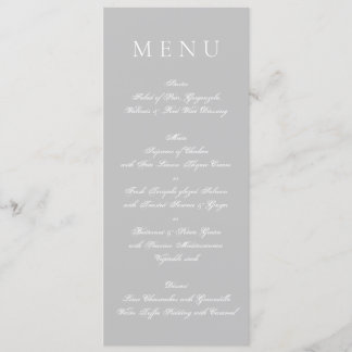 Menu Mariage officiel gris clair et blanc