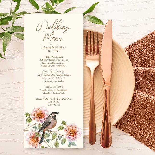 Menu Mariage Oiseau dans les Fleurs (Créateur téléchargé)