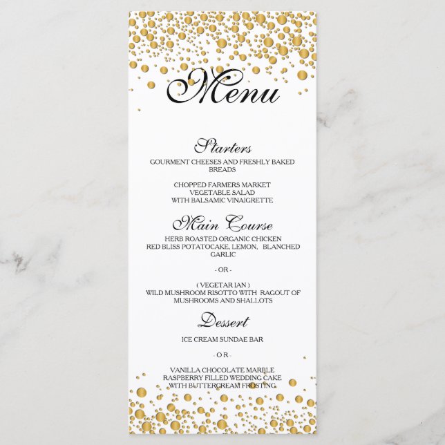 Menu Mariage or élégant (Devant)