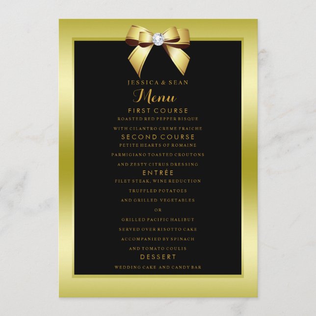 Menu Mariage Or Glamour Arc & Noir (Devant)