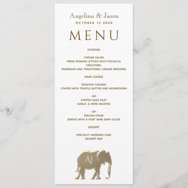 Menu Mariage Or moderne simple (Devant)