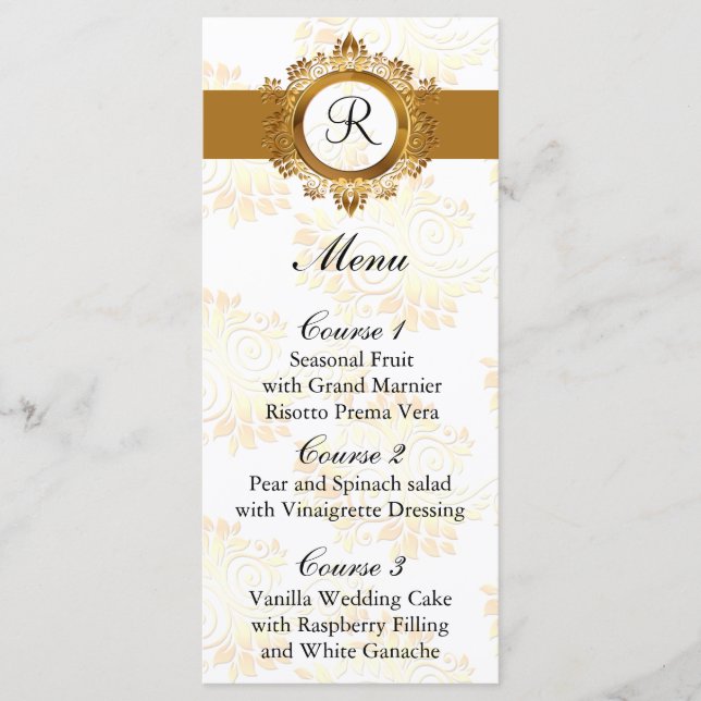 menu mariage or monogramme (Devant)