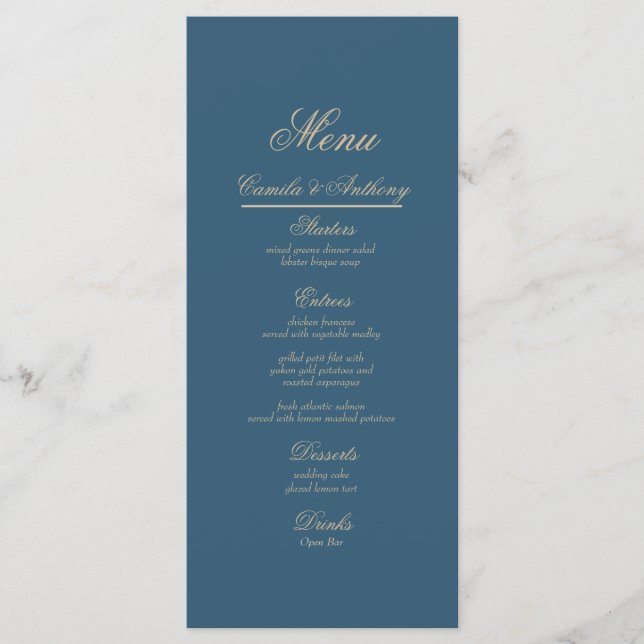 Menu Mariage Or Navy (Devant)
