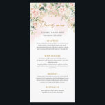 Menu Mariage or roses roses roses douces entièreme<br><div class="desc">Notre collection exquise de papeterie d'occasion présente un mélange captivant de délicates roses pastel roses, d'eucalyptus frais et d'élégants étincelles de parties scintillant d'or. Cette combinaison sophistiquée crée une esthétique étonnante et luxueuse, parfaite pour ajouter une touche d'élégance à tout événement. Le mélange harmonieux d'éléments botaniques et d'accents chatoyants présente...</div>