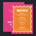 Menu Mariage orange rose rose rétro<br><div class="desc">Retro Squiggle Wavy Pink Orange Menu Mariage</div>