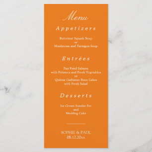 Menu Mariage orange vibre