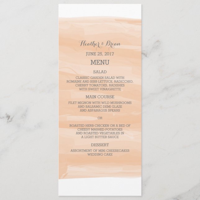 Menu Mariage Orange Watercolor (Devant)