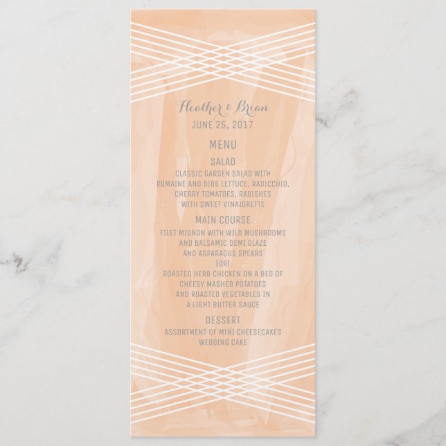 Menu Mariage Orange Watercolor Deco (Devant)
