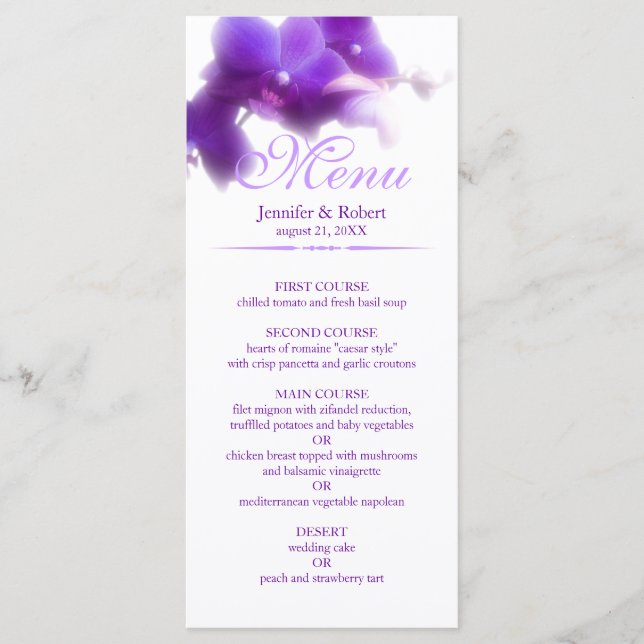 Menu Mariage Orchidée violette (Devant)