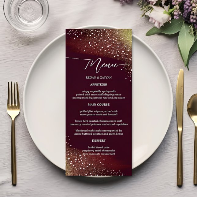 Menu Mariage Pailleté Bourgogne Et Or (Créateur téléchargé)