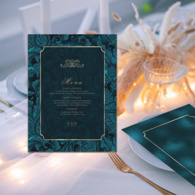 Menu Mariage Paisley officiel Dark Turquoise ID767 (Créateur téléchargé)