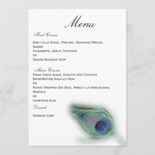 menu mariage paon (Devant)